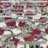 Custom Cream White-Black 3D Mexican Skull And Flower Authentic Baseball Jersey