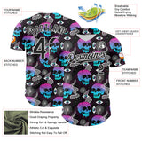 Custom Black White 3D Pattern Design Rave Psychedelic Skull Authentic Baseball Jersey