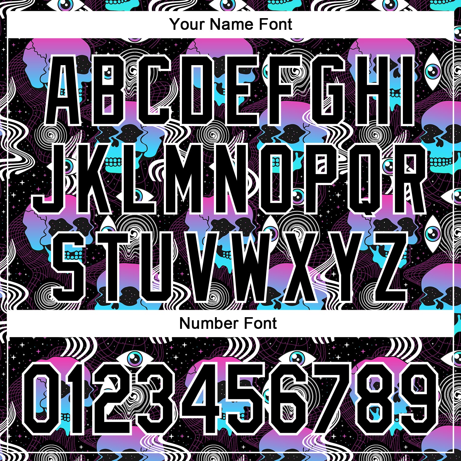 Custom Black White 3D Pattern Design Rave Psychedelic Skull Authentic Baseball Jersey