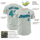 Custom Cream (Navy Teal Pinstripe) Teal-Navy Authentic Baseball Jersey