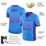 Custom Powder Blue Purple-White Drift Fashion Football Jersey