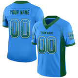 Custom Powder Blue Green-White Drift Fashion Football Jersey