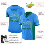 Custom Powder Blue Kelly Green-White Drift Fashion Football Jersey