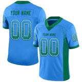 Custom Powder Blue Kelly Green-White Drift Fashion Football Jersey