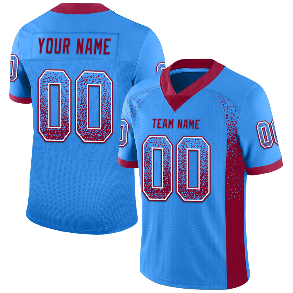 Custom Powder Blue Maroon-White Drift Fashion Football Jersey