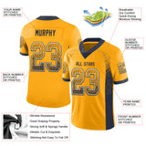 Custom Gold Navy-White Drift Fashion Football Jersey