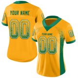 Custom Gold Kelly Green-White Drift Fashion Football Jersey
