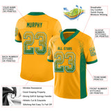 Custom Gold Kelly Green-White Drift Fashion Football Jersey