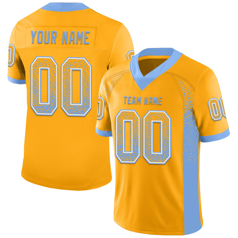Custom Gold Powder Blue-White Drift Fashion Football Jersey
