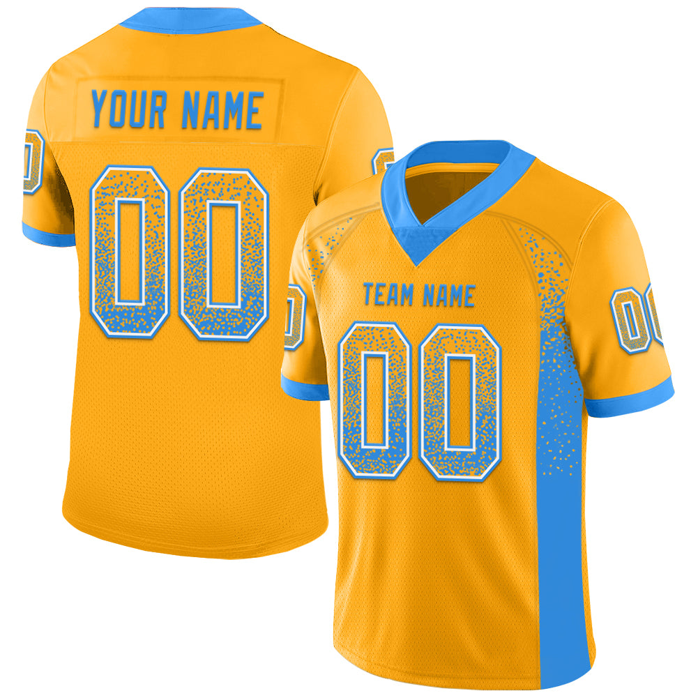 Custom Gold Powder Blue-White Drift Fashion Football Jersey