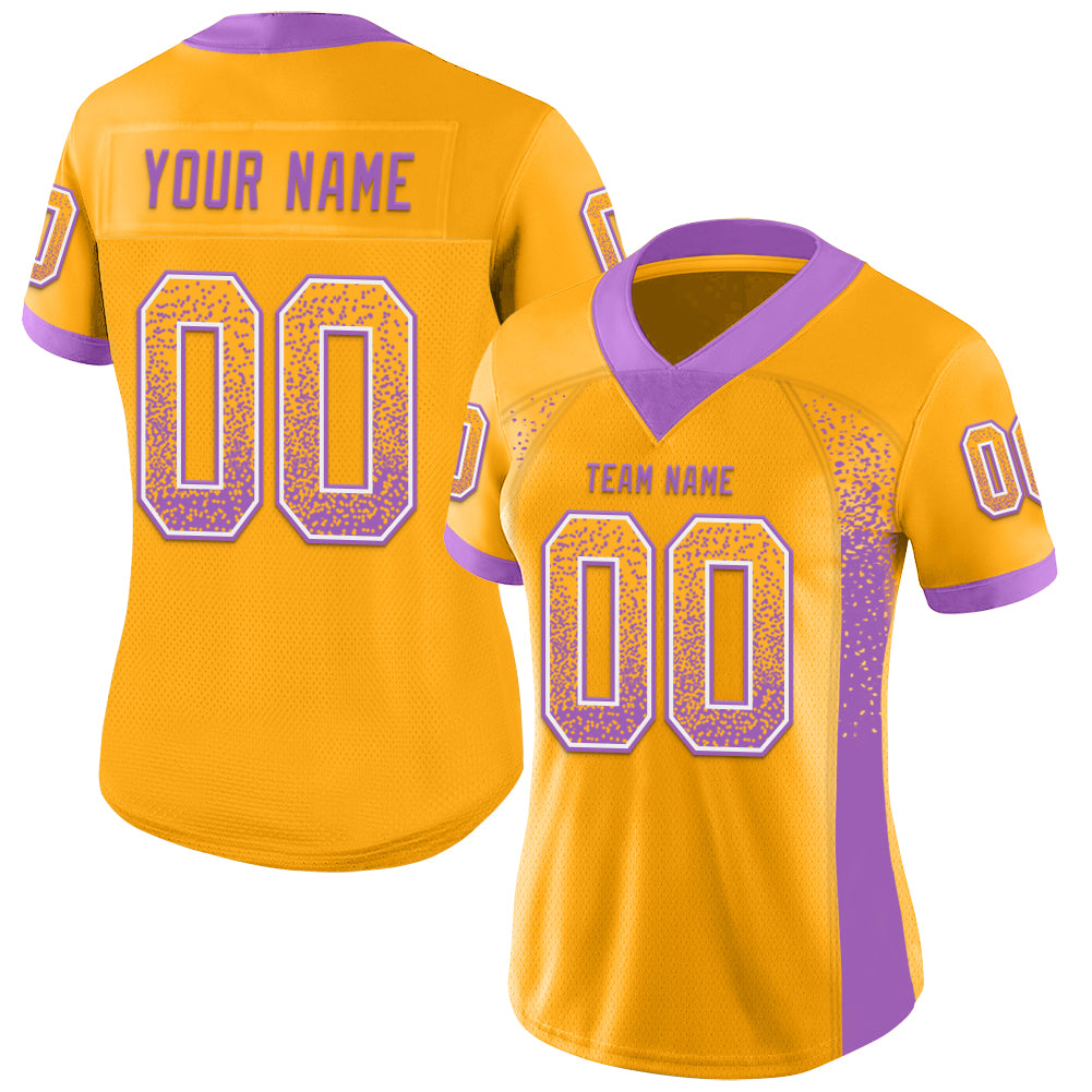Custom Gold Medium Purple-White Drift Fashion Football Jersey