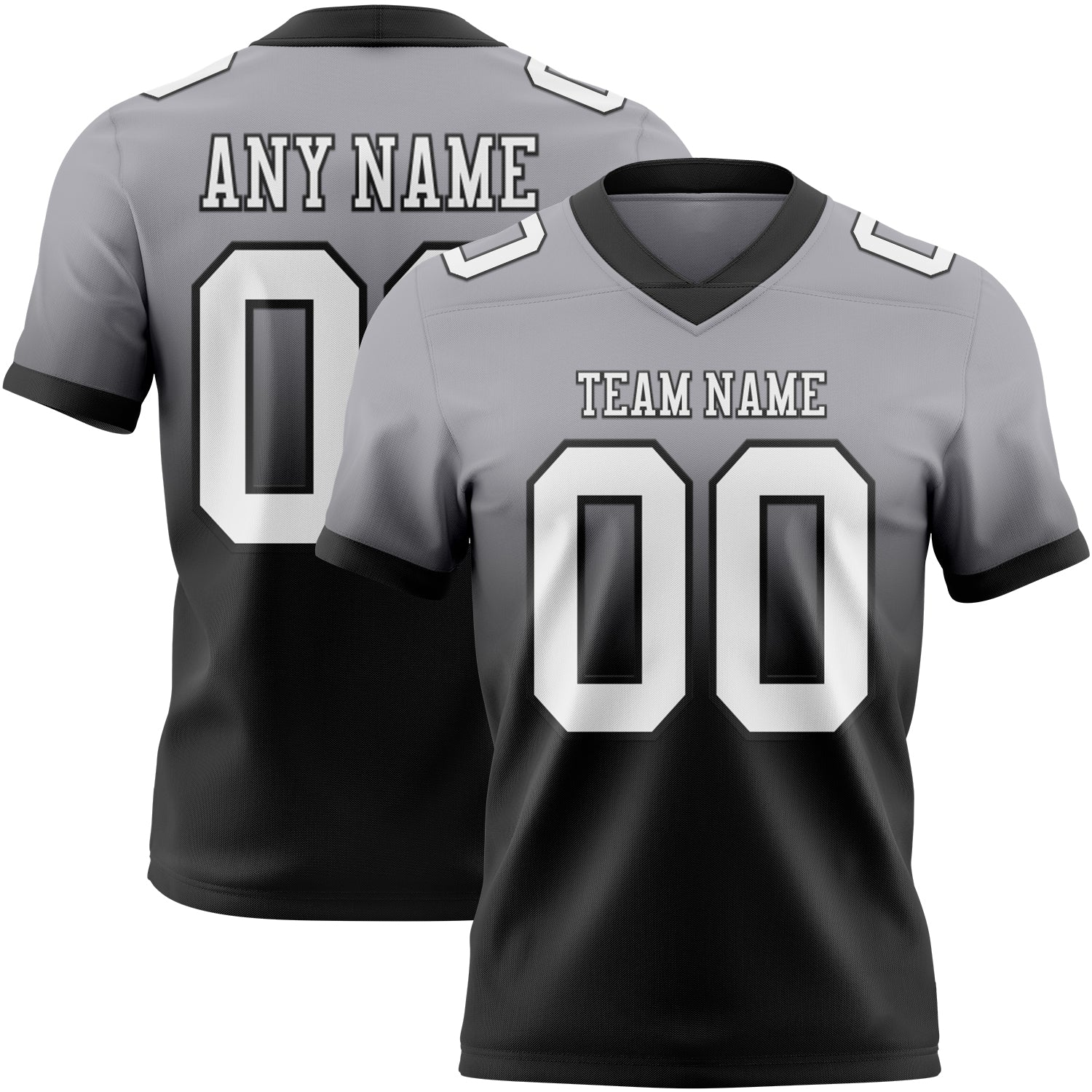 Custom Gray White-Black Mesh Authentic Fade Fashion Football Jersey