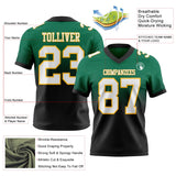 Custom Kelly Green White Black-Gold Mesh Authentic Fade Fashion Football Jersey