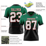 Custom Kelly Green White Black-Red Mesh Authentic Fade Fashion Football Jersey