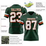 Custom Green White-Orange Mesh Authentic Football Jersey
