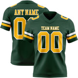 Custom Green Gold-White Mesh Authentic Football Jersey
