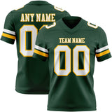 Custom Green White-Gold Mesh Authentic Football Jersey