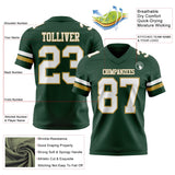 Custom Green White-Old Gold Mesh Authentic Football Jersey