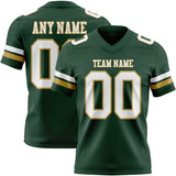 Custom Green White-Old Gold Mesh Authentic Football Jersey