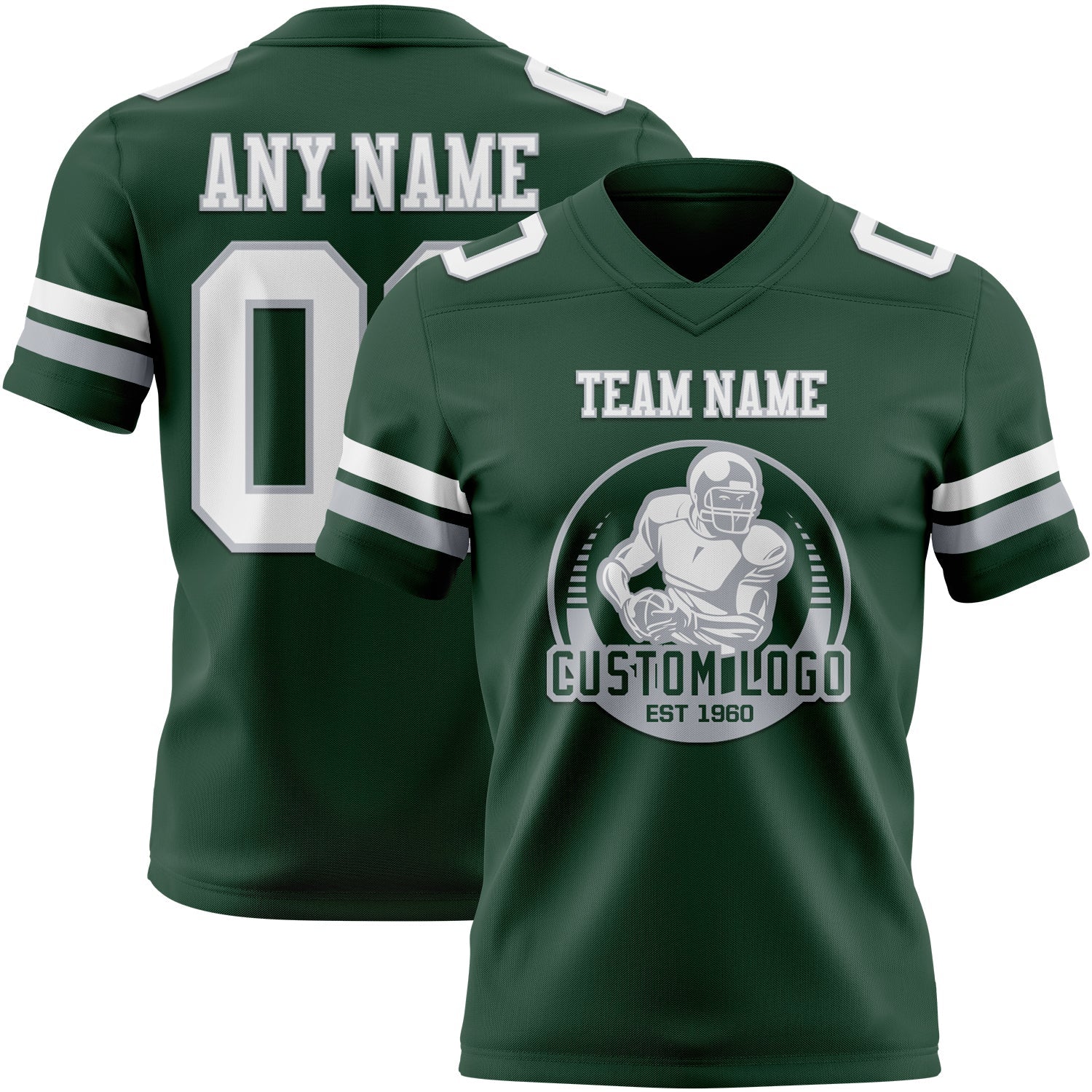 Custom Green White-Gray Mesh Authentic Football Jersey