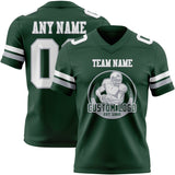 Custom Green White-Gray Mesh Authentic Football Jersey