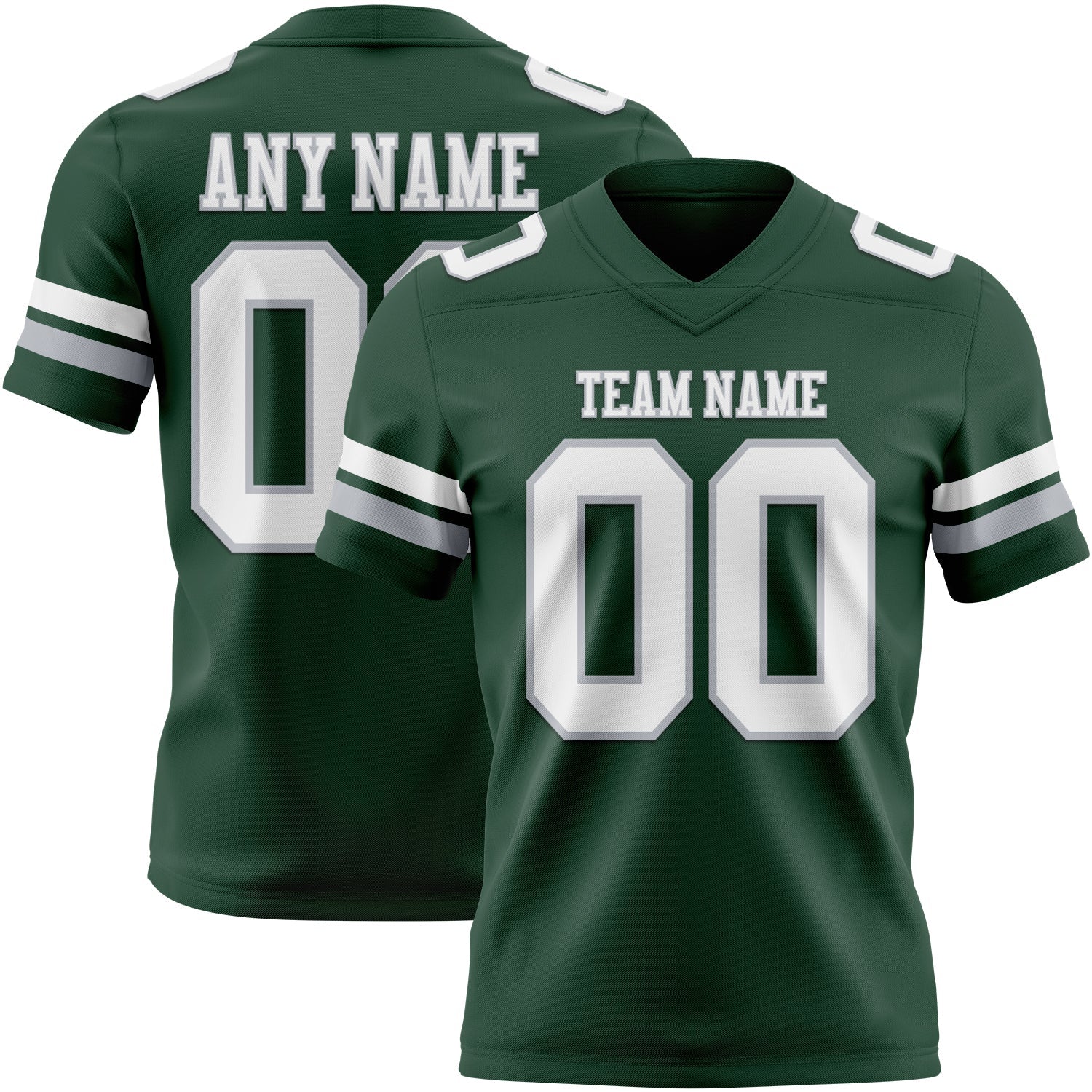 Custom Green White-Gray Mesh Authentic Football Jersey