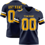 Custom Navy Gold-White Mesh Authentic Football Jersey