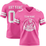 Custom Pink White Mesh Authentic Football Jersey