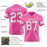 Custom Pink White Mesh Authentic Football Jersey