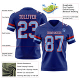 Custom Royal Light Blue-Red Mesh Authentic Football Jersey