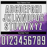 Custom White Medium Purple Purple-Black Gradient Geometric Shape Sublimation Soccer Uniform Jersey