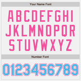 Custom White Sky Blue Pinstripe Pink Authentic Two Tone Baseball Jersey