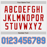 Custom White Electric Blue Pinstripe Red Authentic Two Tone Baseball Jersey