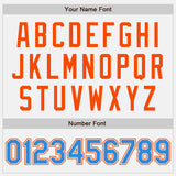 Custom White Electric Blue Pinstripe Orange Authentic Two Tone Baseball Jersey