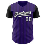 Custom Purple Black Pinstripe White Authentic Two Tone Baseball Jersey