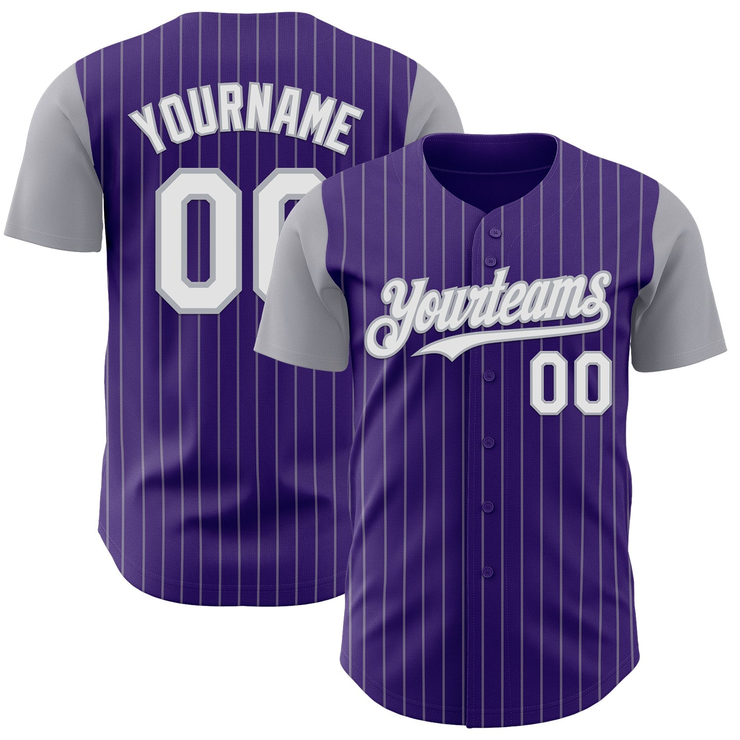 Custom Purple Gray Pinstripe White Authentic Two Tone Baseball Jersey