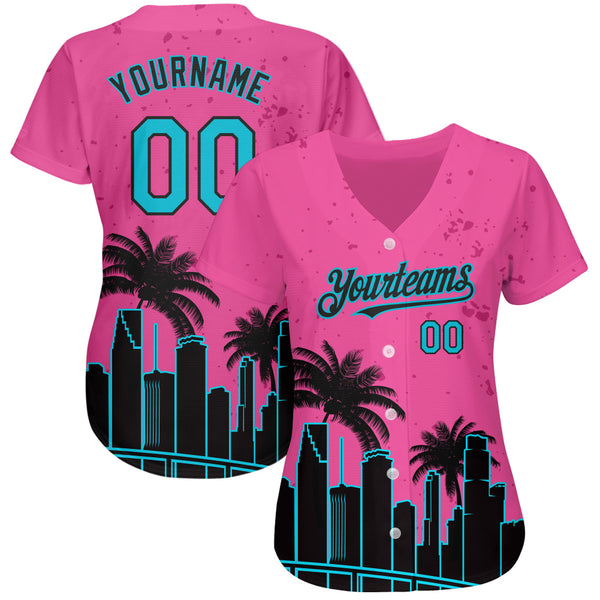 Custom Pink Lakes Blue-Black 3D Miami Palm Trees City Edition Authentic Baseball  Jersey Sale – UKSN INC