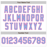 Custom White Pinstripe Light Blue-Pink Authentic Fade Fashion Baseball Jersey