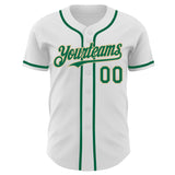 Custom White Kelly Green-Vegas Gold Authentic Baseball Jersey
