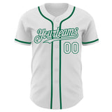Custom White Kelly Green Authentic Baseball Jersey