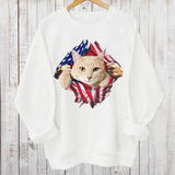 American Flag With Pet Photo Personalized Pullover Sweatshirt
