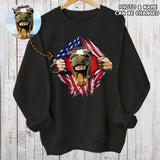 American Flag With Pet Photo Personalized Pullover Sweatshirt