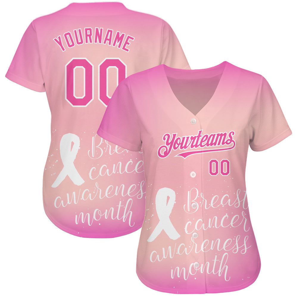 Cheap Custom 3D Pink Ribbon Breast Cancer Awareness Month Women