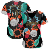 Custom Black Old Gold 3D Pattern Design Bowling Authentic Baseball Jersey