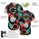 Custom Black Old Gold 3D Pattern Design Bowling Authentic Baseball Jersey