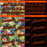 Custom Black Orange 3D Pattern Tropical Pineapples Hawaii  Palm Leaves And Flowers Authentic Basketball Jersey