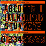 Custom Black Orange 3D Pattern Tropical Pineapples Hawaii  Palm Leaves And Flowers Authentic Basketball Jersey