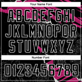 Custom Black Deep Pink-White 3D Pattern Design Torn Paper Style Authentic Basketball Jersey
