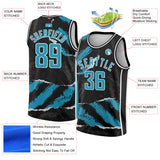 Custom Black Panther Blue-White 3D Pattern Design Torn Paper Style Authentic Basketball Jersey