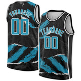 Custom Black Panther Blue-White 3D Pattern Design Torn Paper Style Authentic Basketball Jersey